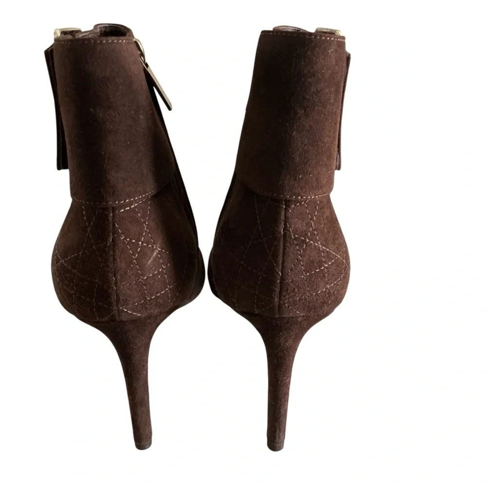 Christian Dior suede ankle boots brown graphic cannage pattern zip closure 40.5 - Picture 4 of 12